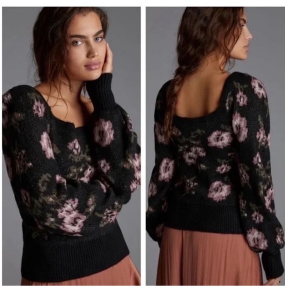 Anthropologie Sweaters - NWT Anthropologie Dark Floral Sweater